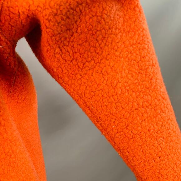 HARRIS WHARF LONDON Size 4 Orange Wool Blend Textured Faux Fur Notch Lapel Coat - Picture 6 of 11